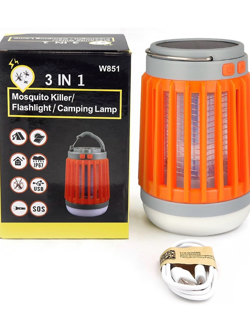 3-in-1 Mosquito Killer Camping Lamp and Flashlight - Orange